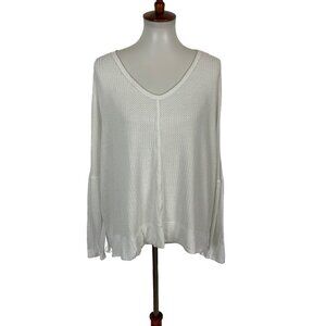 143 Story Top Large White Long Sleeve Boho Gauze Layering Slouchy Minimal